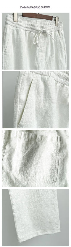 Men's Casual Pants White Baggy Straight Trousers